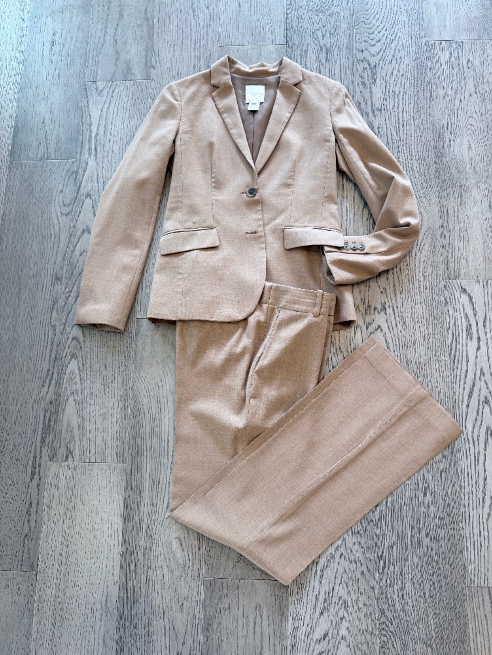 J.Crew Tan Wool Blend 2-Piece Suit - Jacket Size 2, Pants Size 4